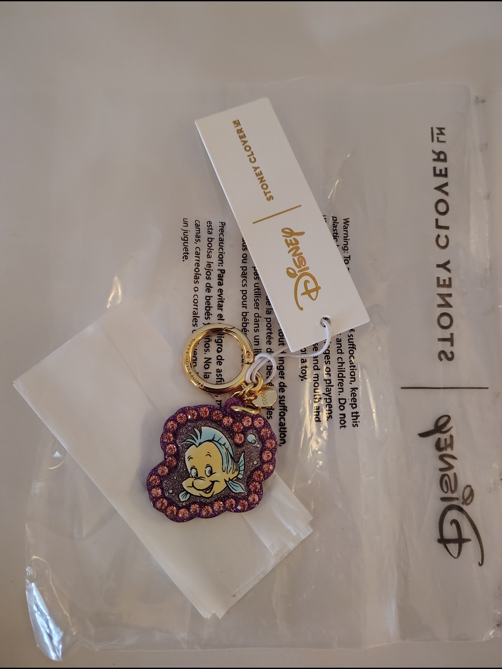 Stoney Clover Lane Disney Ariel Flounder Purple Glitter Keychain